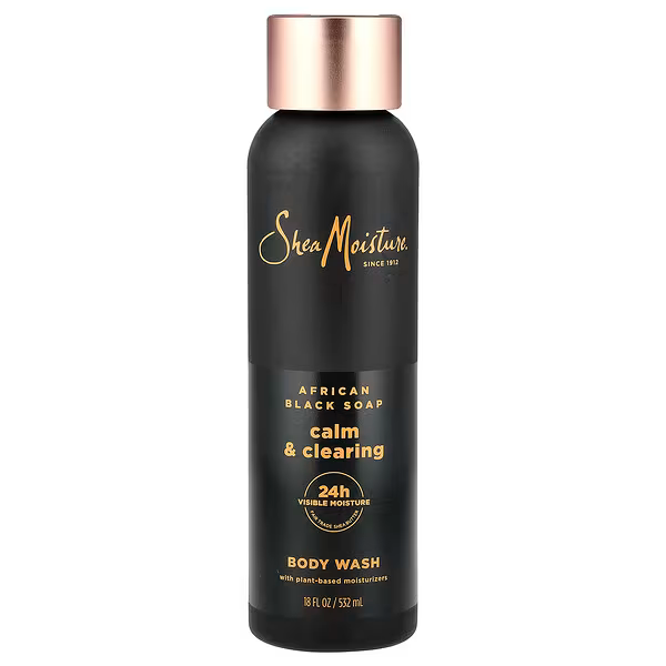 Shea Moisture, Calm & Clearing Body Wash, African Black Soap, 18 fl oz (532 ml)